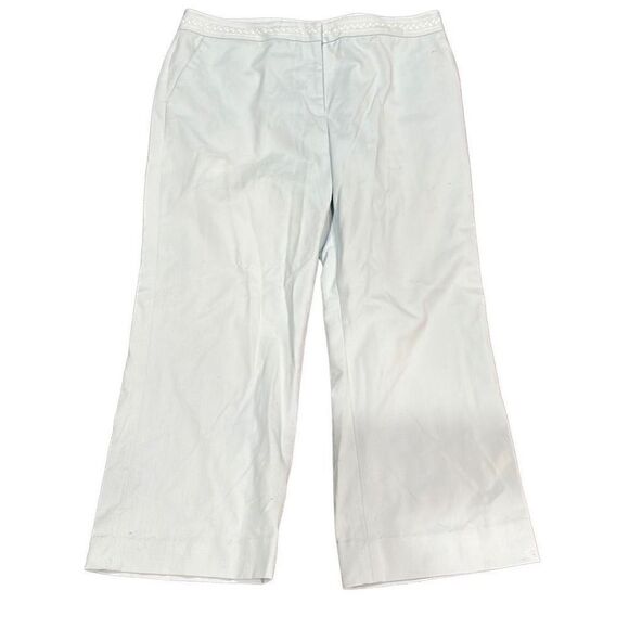 OSCAR DE LA RENTA Light Blue High Waisted Cropped Trouser Pants With Embroidered - Picture 1 of 7